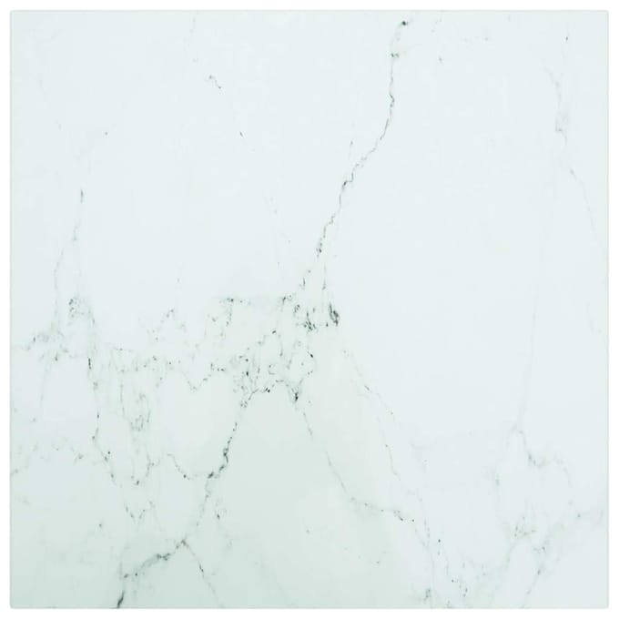 vidaXL - Tafelblad - 40x40 - cm - 6 - mm - gehard - glas - met - marmeren - design - wit