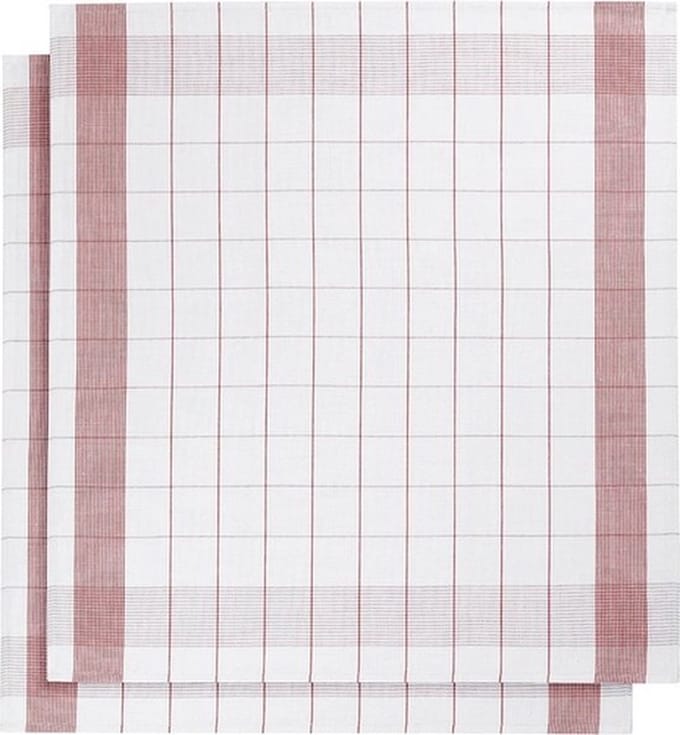 set van 6 keukenhanddoeken - De Witte Lietaer - kleur wit/rood