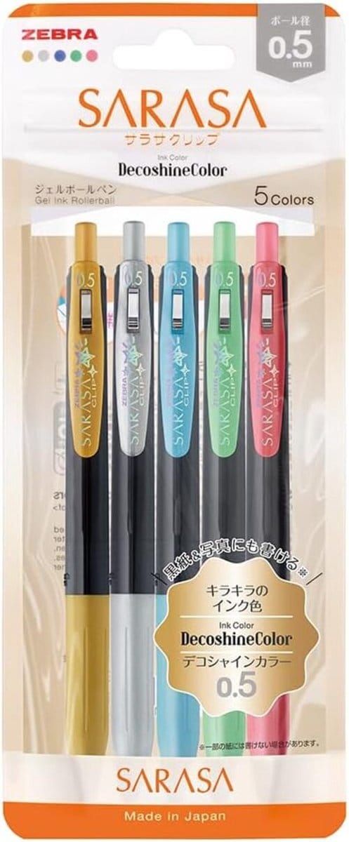 Zebra Sarasa Clip 0.5mm Deco Shine Color 5 Color Set