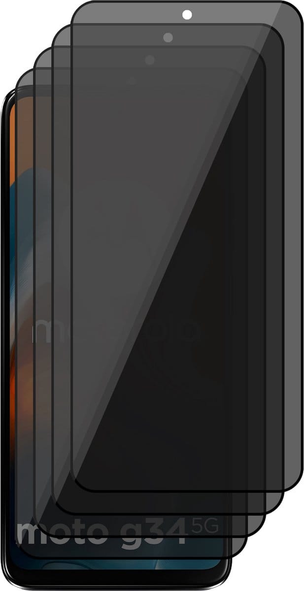 Privacy Screenprotector geschikt voor Motorola Moto G34 - 4x Volledig Dekkend Glas Screen Protector