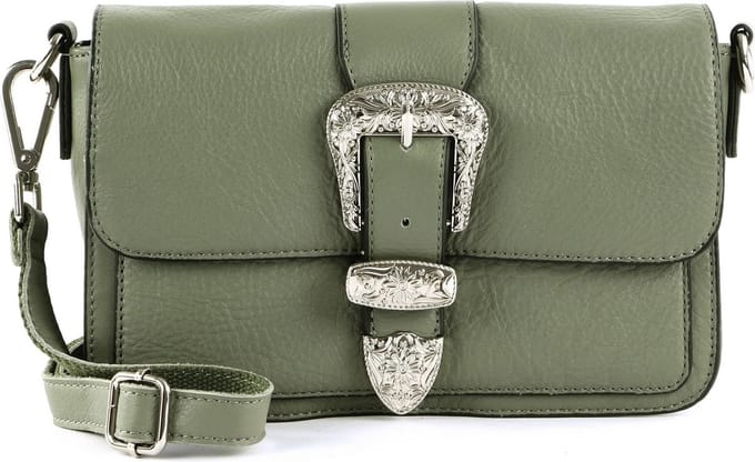 FREDsBRUDER Leren Schoudertas Kesey Flapover Crossbody Sage Kaki