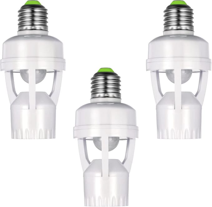 3 Stuks Bewegingssensor Lichtaansluiting Slimme Fitting Adapter E26/E27 Automatische Lichtschakelaar