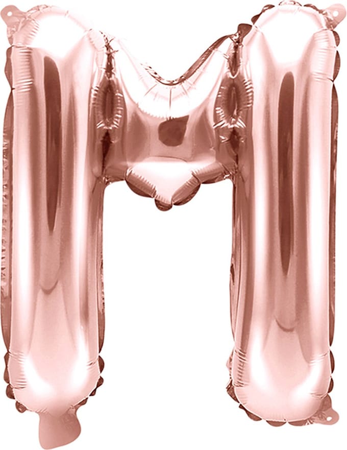 Partydeco - Folieballon Rose Gold Letter M (35 cm)