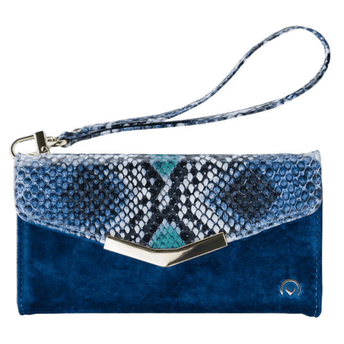 Mobilize Samsung Galaxy A20e Velvet Clutch Royal Blue Snake Blauw