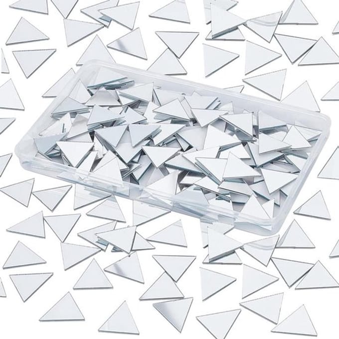 200 Pcs Triangular Mosaic Mirror, 0.9 Inch Decorative Acrylic Mirror Self Adhesive Craft Mini Mirror Tiles Small Wall Mirror for Arts Crafts Photo Props Framing