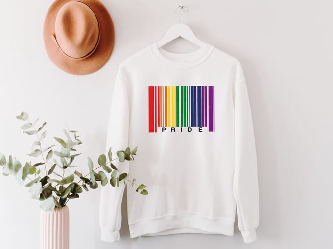 Lykke Pride Sweatshirt | LGBTQ+ Trui| Heren - Dames - Unisex |Katoen |Wit | Maat M