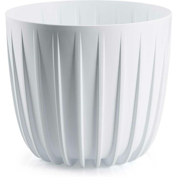HowHomely Stripped - Bloempot - Wit - Laag - 24x21 cm