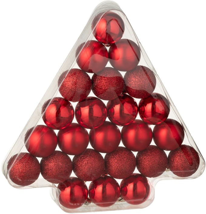 J-Line kerstbal - kunststof - kerstrood - doos van 24