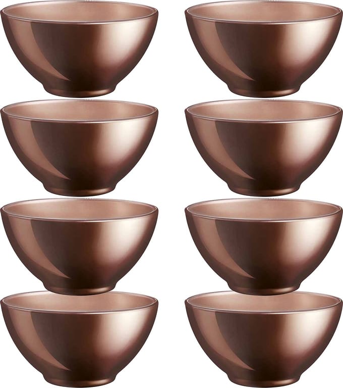 Luminarc Kommetjes/schaaltjes voor dessert/ontbijt - 2x - Glas - D13 x 6 cm - Chocolade bruin