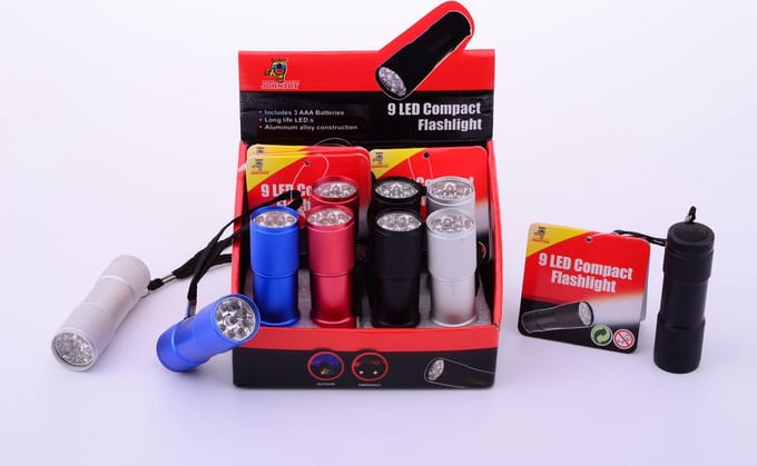 Zaklamp 9 LED inclusief batterijen