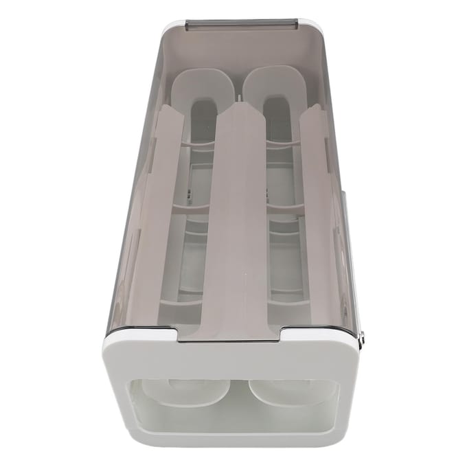 Eieropbergcontainer Rollende Eierhouder Rollende Eierdispenser en Organizer voor Koelkastzijkant Elegant White white
