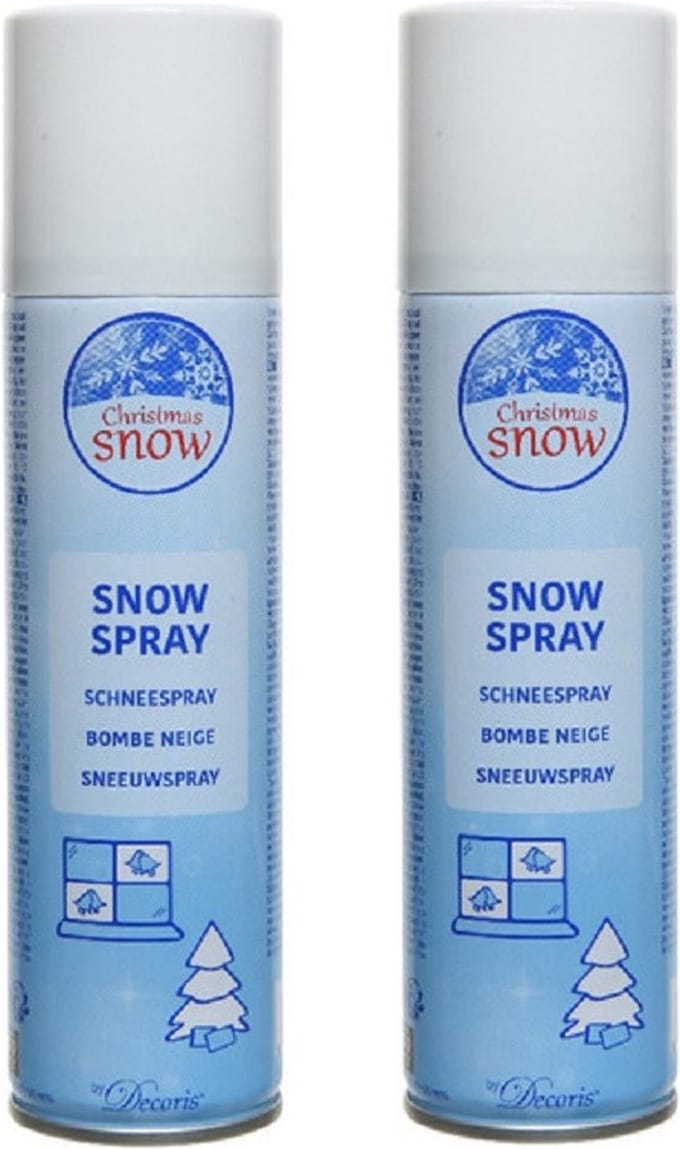 Decoris Sneeuwspray - 2x stuks - bus 150 ml - wit - milieuvriendelijk - ECO - spuitsneeuw - sneeuwversiering