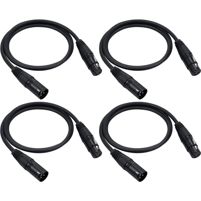 DMX512 Signaalkabel Canon Kabel/Microfoonkabel/Microfoonkabel XLR Kabel Zwart 100cm&4pcs