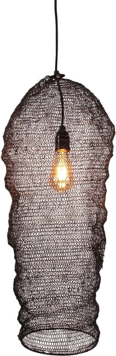 Safaary - Oosterse Hanglamp Gaas Nidum Mat Zwart Long Ø 32 x 65cm