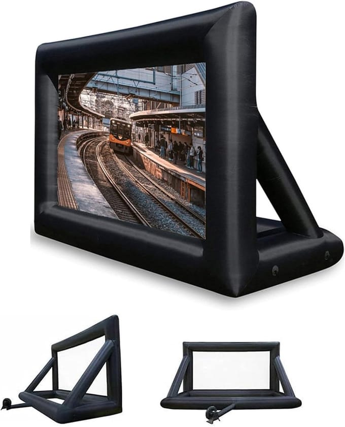 Opblaasbaar Projectiescherm - Buitenscherm Films - Thuisbioscoop Creëren - Snel Opblaasbaar - 48 Meter - Wit