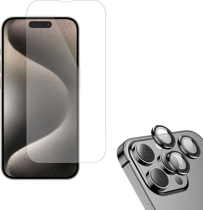 Screenprotector geschikt voor iPhone 15 Plus + Beschermglas Camera Lens - GuardCover