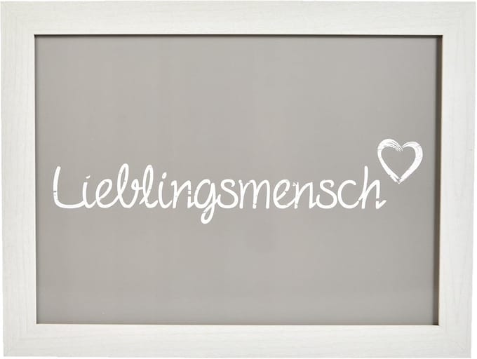Famanu - Dienblad met kussen – “Lieblingsmensch” design – 43x32,5 cm – grijs