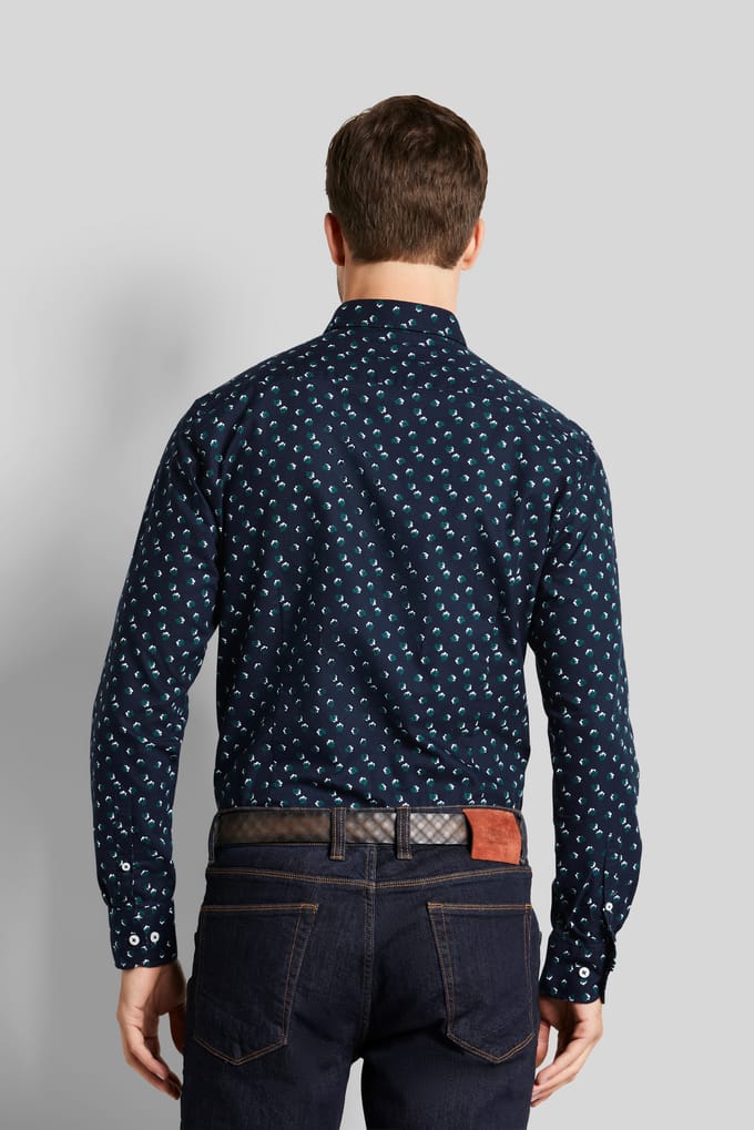 Bugatti Herren Oxford overhemd met bloemenprint