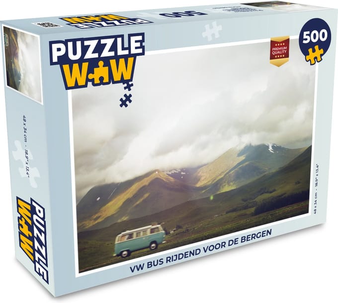 Puzzel Bus - Bergen - Wolken - Legpuzzel - Puzzel 500 stukjes