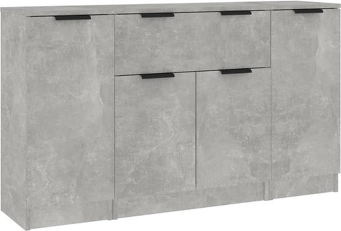 vidaXL - Dressoirs - 3 - st - bewerkt - hout - betongrijs