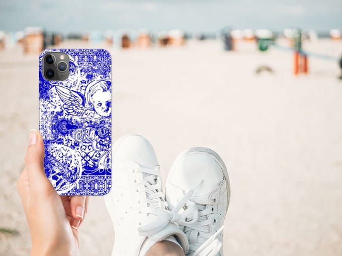 Silicone Back Case Apple iPhone 11 Pro Max Angel Skull Blauw