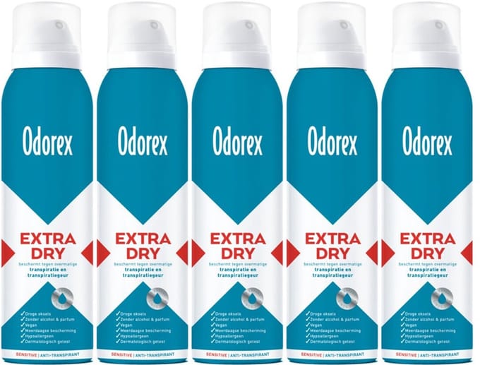 Odorex Extra Dry Deodorant Spray Sensitive - 5x 150ml - voordeelverpakking