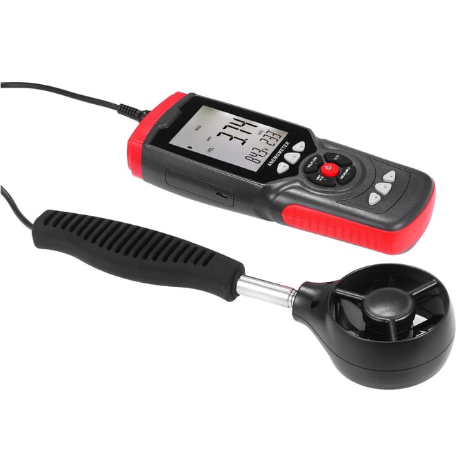 Draagbare digitale anemometer Professionele multifunctionele anemograaf met afneembare hulpventilator Black & Red