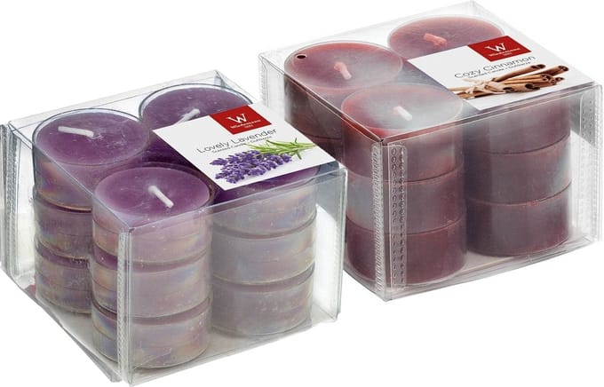 Geurkaarsen theelichtjes - 24 stuks - verse lavendel en kaneel
