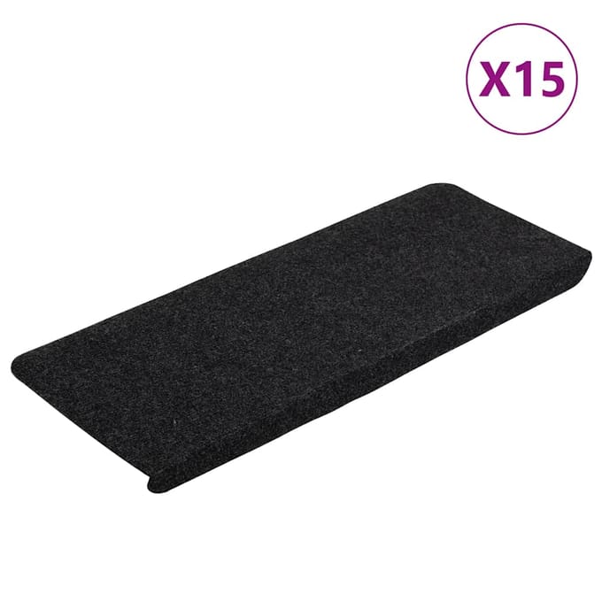 vidaXL - Trapmatten - zelfklevend - 15 - st - 65x24,5x3,5 - cm - zwart