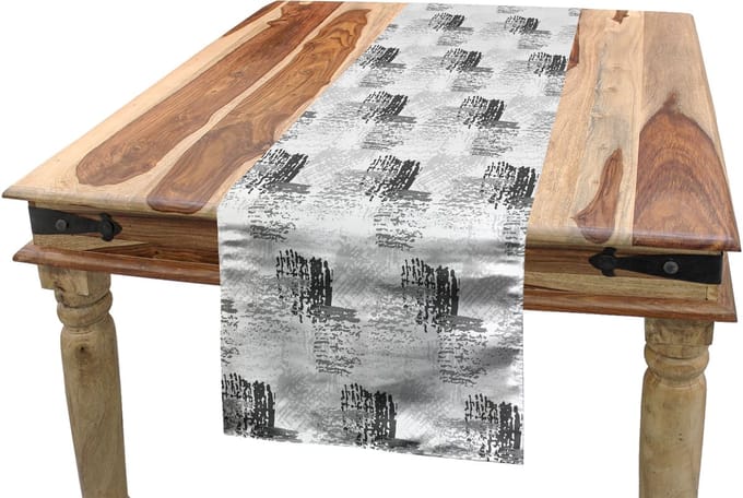 ABAKUHAUS Tafelrunner kolengrijs – 40 x 225 cm – Polyester, digitaal bedrukt