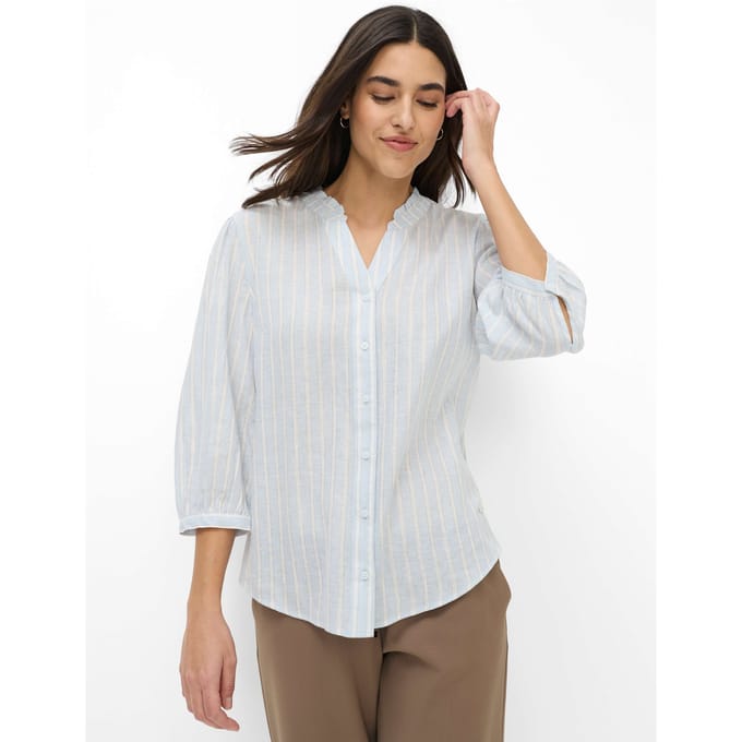 regular fit overhemdblouse van mix van linnen en viscose model 'VIOLET'