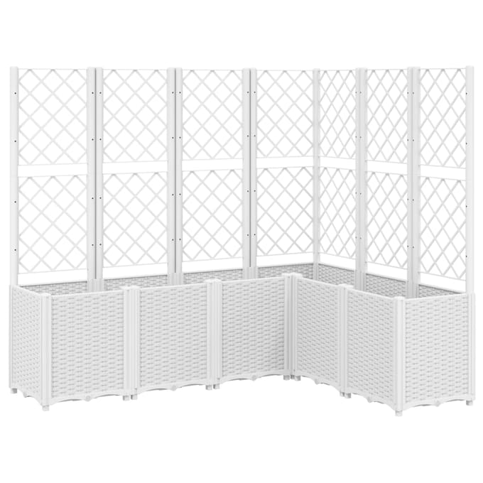 vidaXL - Plantenbak - met - latwerk - 160x120x140 - cm - polypropeen - wit