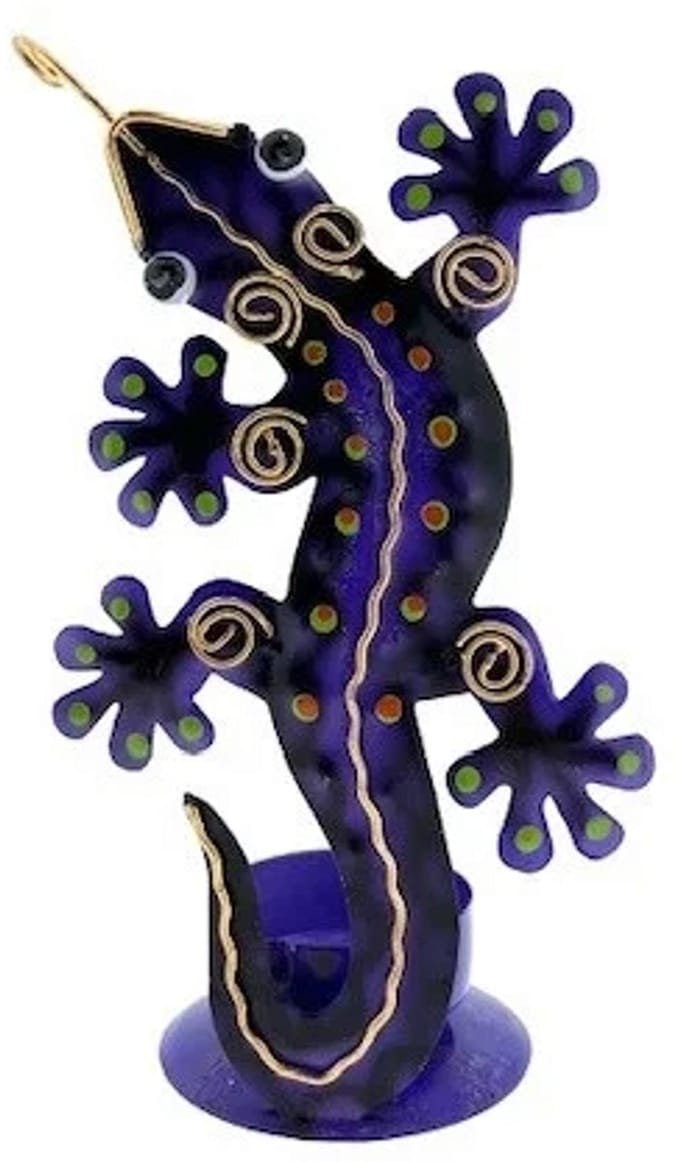 Metalen waxinelicht houder salamander Geko