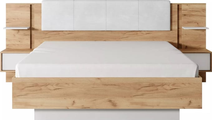 Vente-unique Bedframe fluweel natuurlijk licht, wit 160 x 200 cm