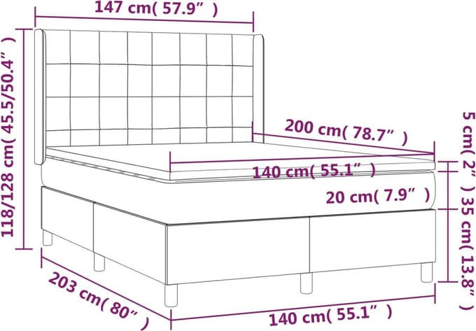 vidaXL - Boxspring - met - matras - fluweel - donkergroen - 140x200 - cm