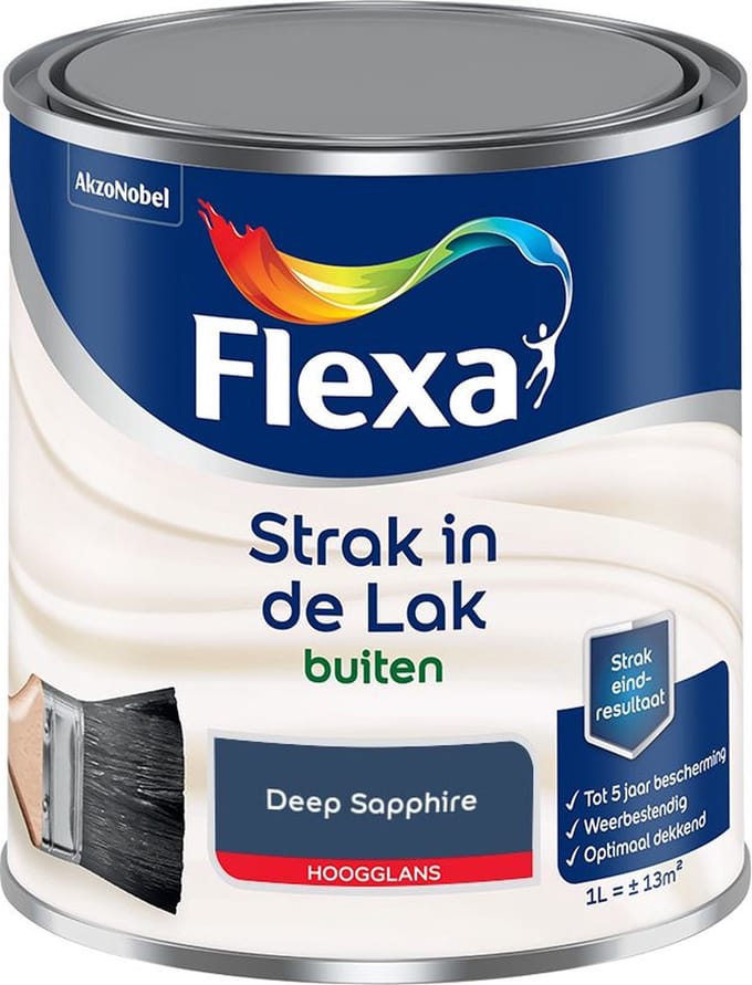 Flexa - Strak In De Lak Buitenlak Hoogglans - Deep Sapphire - Mengverf - 1 L