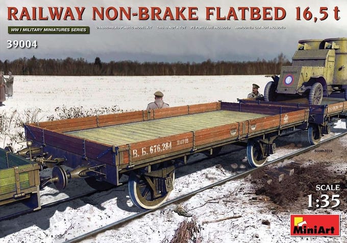 MiniArt Modelbouwpakket Militaire voertuigen - 39004 Railway Non-Brake Flatbed 16,5 T. Plastic - 1:35 - Modelbouw
