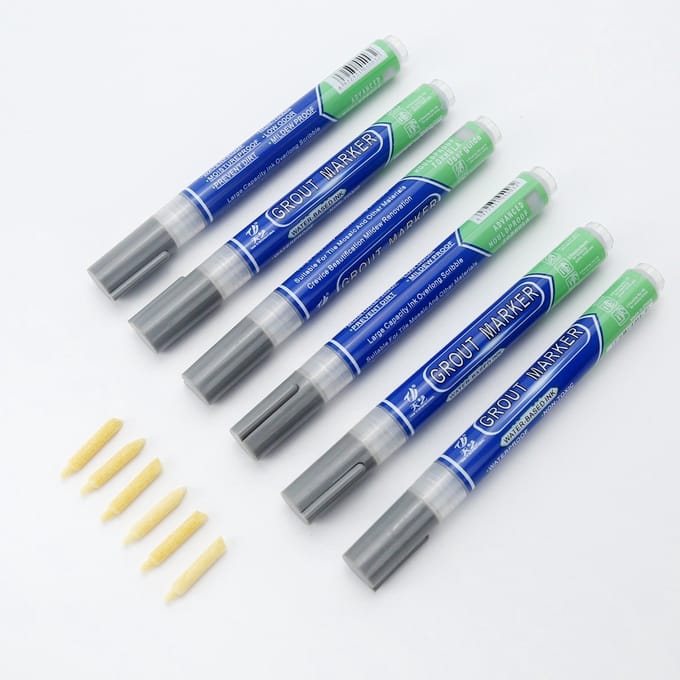 Tegelvoegstift 6-Pack: Waterdichte Voegreparatiemarker voor Tegelrestauratie Grey