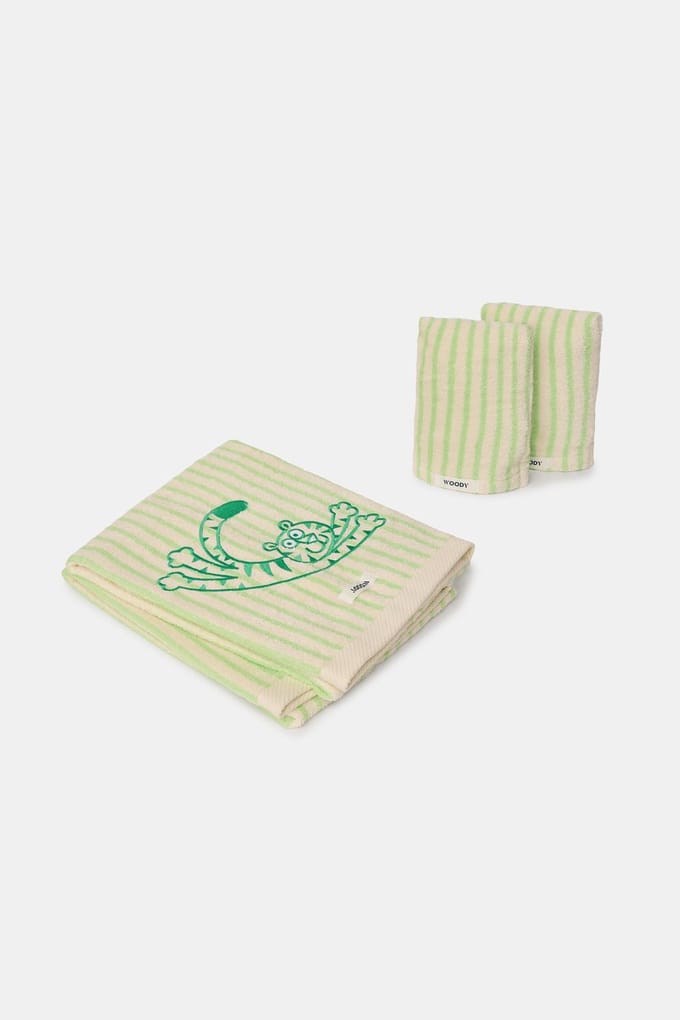 Set 2 handdoeken woody gestreept