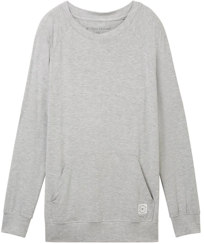 Tom Tailor - Loungewear Sweater in gemêleerde look - Maat S/36 - grey-medium-melange