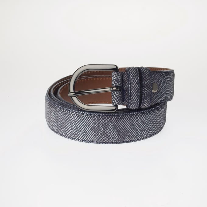 Dames Riem Rete Blu – Italiaans Design – Blauw/Grijs – 75cm