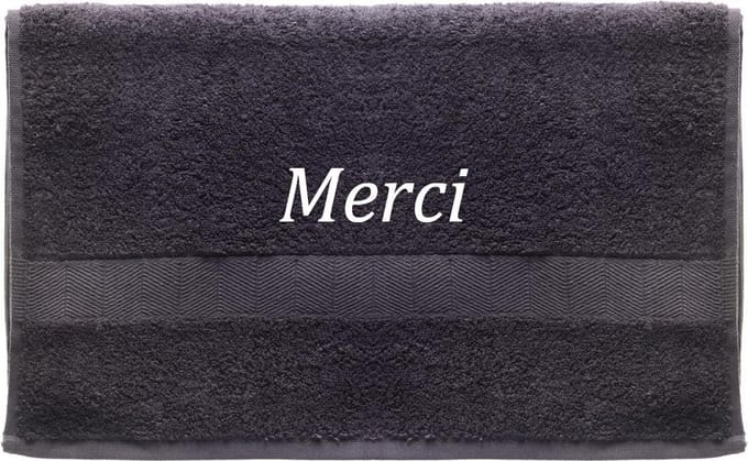 Handdoek - Merci - 100x50cm - Grijs