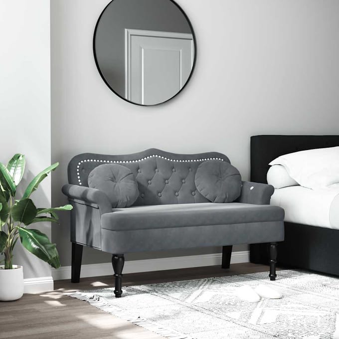 vidaXL - Bank - met - kussens - donkergrijs - 120,5x65x75 - cm - fluweel