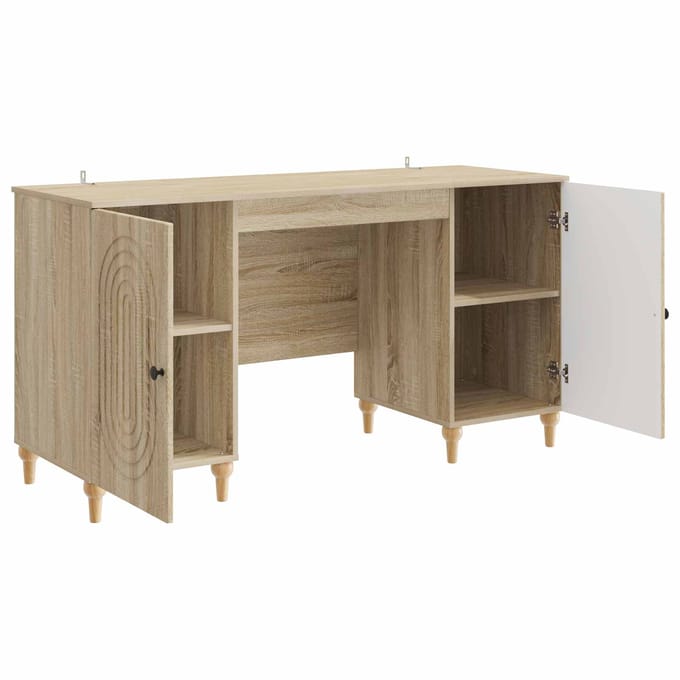 vidaXL - Bureau - Sonoma - Eiken - 142,5 - x - 50 - x - 75 - cm - Bewerkt - hout