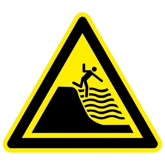 Waarschuwingsbord sterk aflopend strand, W066 400 mm