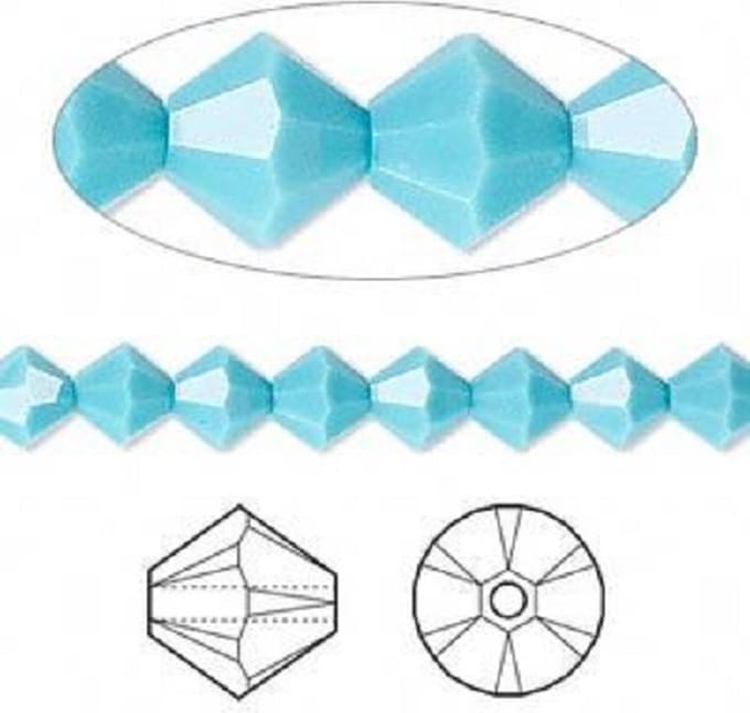 Swarovski Elements, 36 stuks Xilion Bicone kralen (5328), 6mm, turquoise