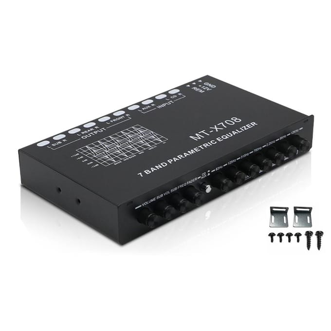 Professionele 7-bands auto-equalizer multifunctionele auto-audio-eq-tuning crossover-versterker zwart