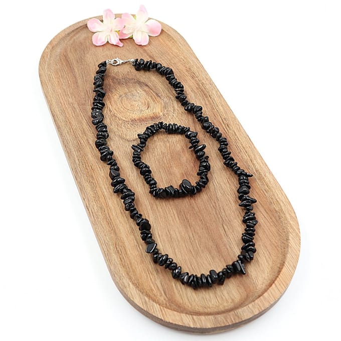 Set splitcollier & splitarmband Tourmalijn Zwart