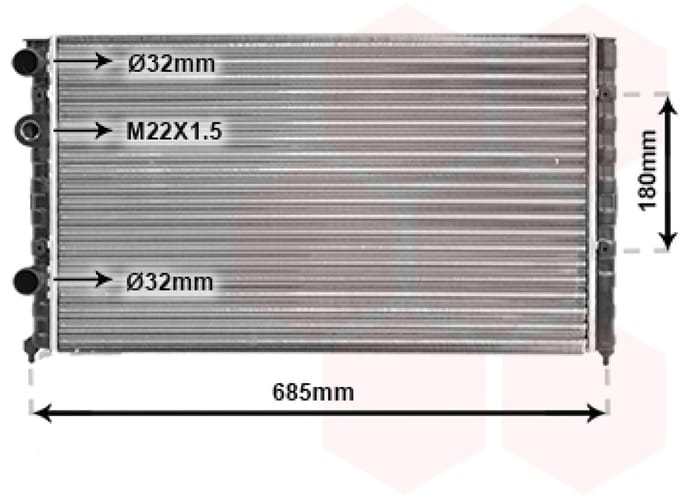 Van Wezel - RADIATOR VOOR VW PASSAT B3 1988-1993 1H0121253L