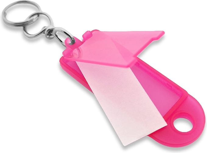 Openklapbare sleutellabels roze 60x22mm - 100 stuks